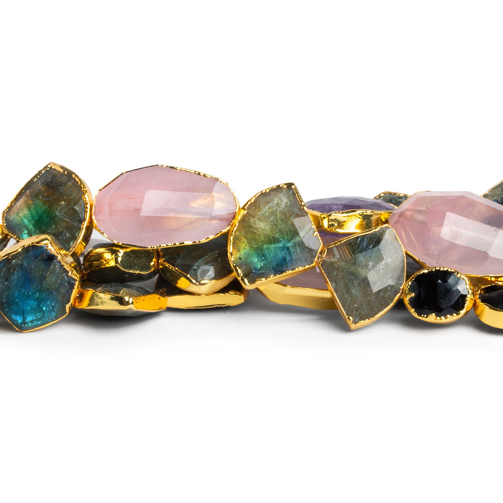 16x10mm Gold Leafed Multi Gemstone Beads 5 inch 11 beads - The Bead Traders