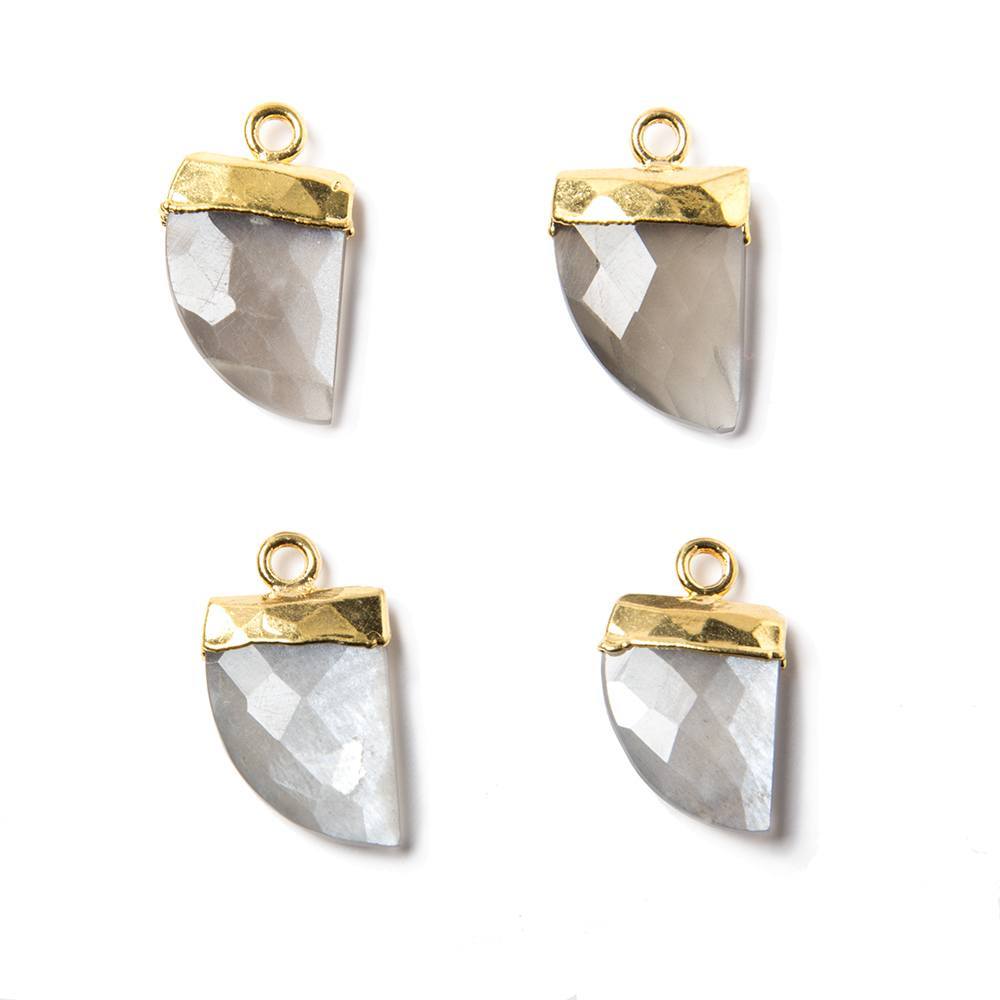 16x10mm Gold Leafed Platinum Grey Moonstone Horn Pendant 1 piece - The Bead Traders