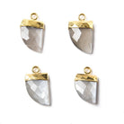 16x10mm Gold Leafed Platinum Grey Moonstone Horn Pendant 1 piece - The Bead Traders