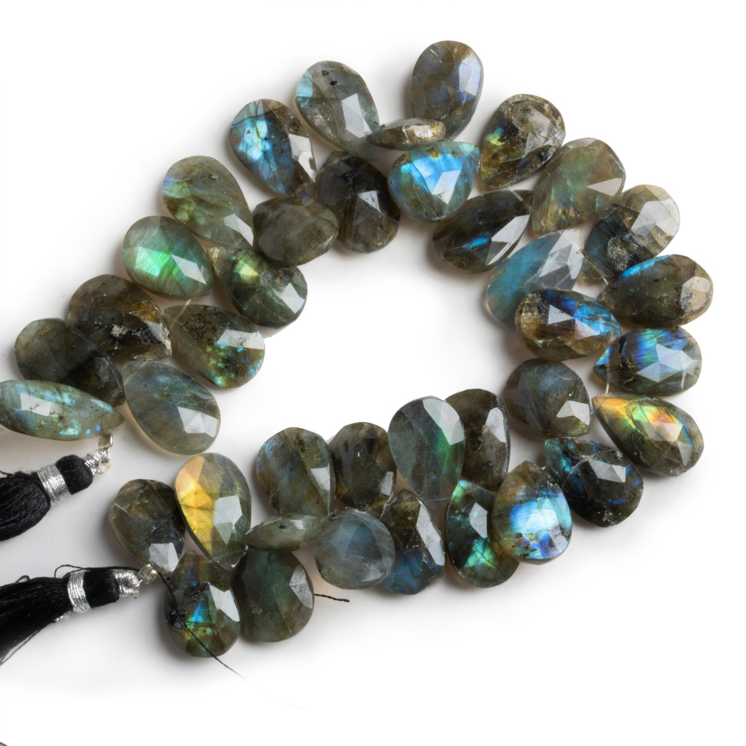 16x10mm Labradorite Faceted Pears 8 inch 35 beads - The Bead Traders