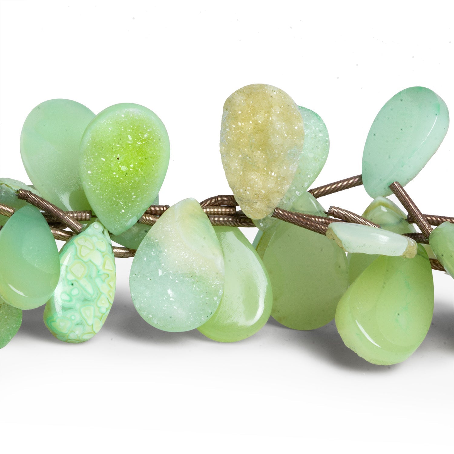 16x10mm Lemon Lim Drusy Pears 7.5 inch 13 beads - The Bead Traders