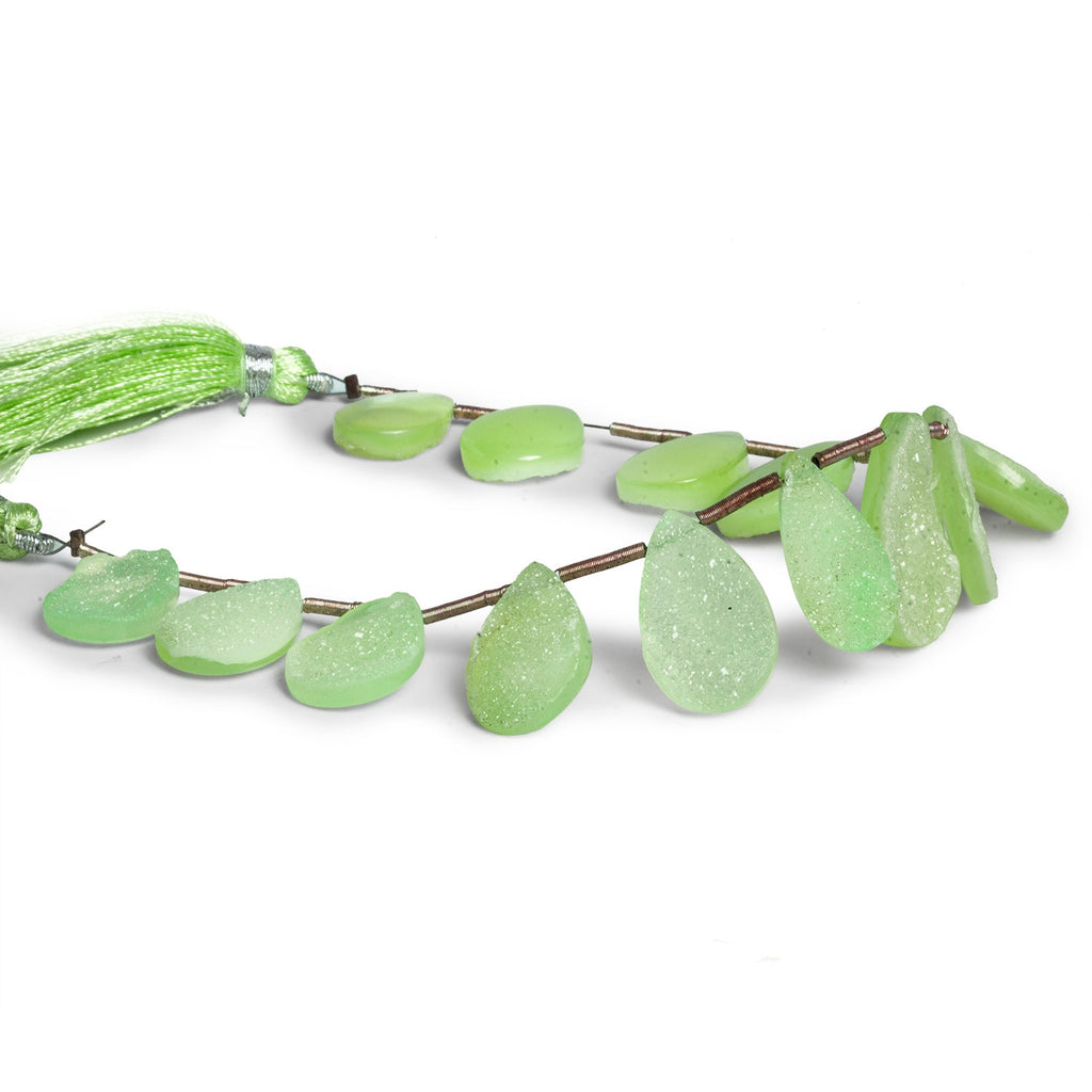 16x10mm Lemon Lim Drusy Pears 7.5 inch 13 beads - The Bead Traders