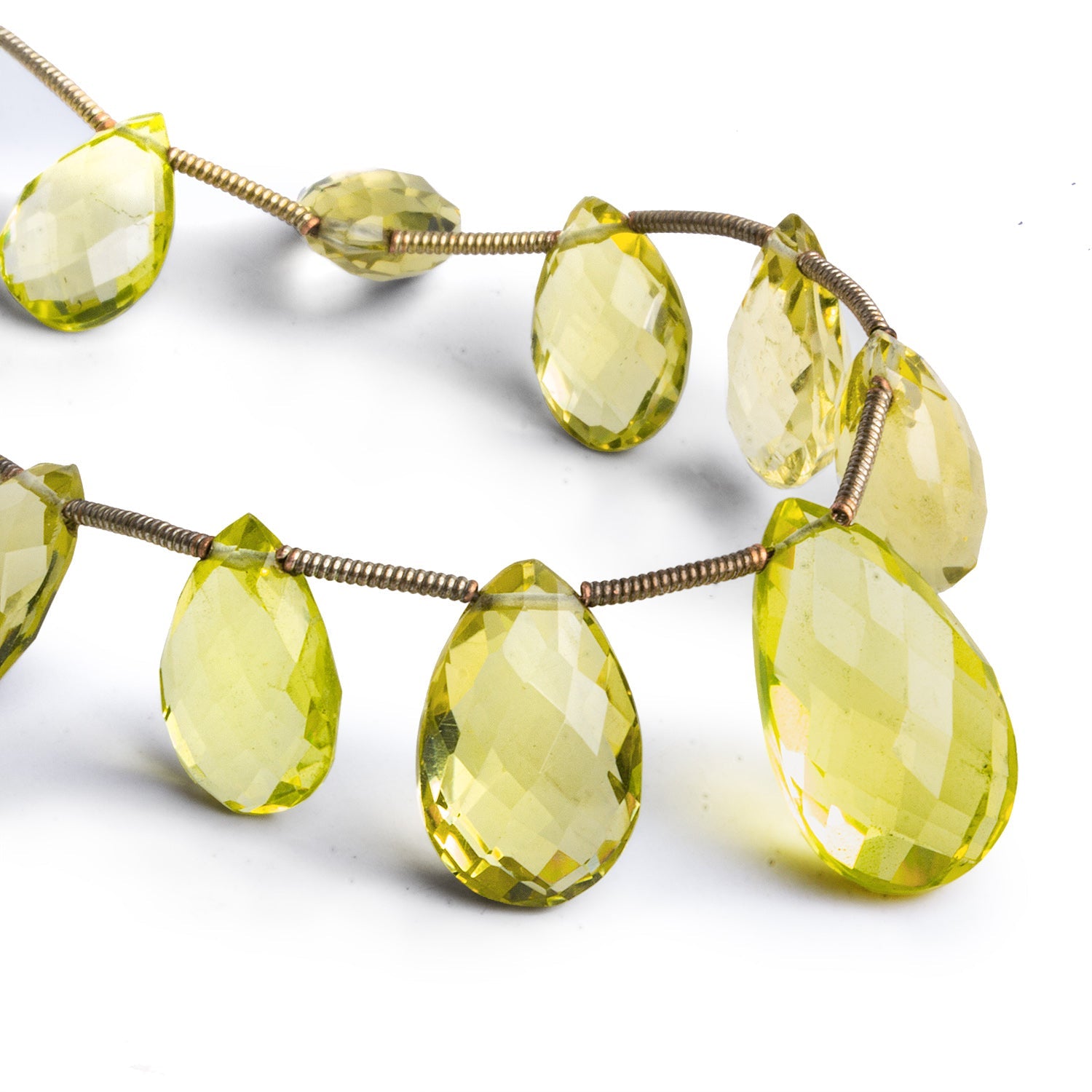 16x10mm Lemon Quartz Faceted Pears 7.5 inch 15 beads - The Bead Traders