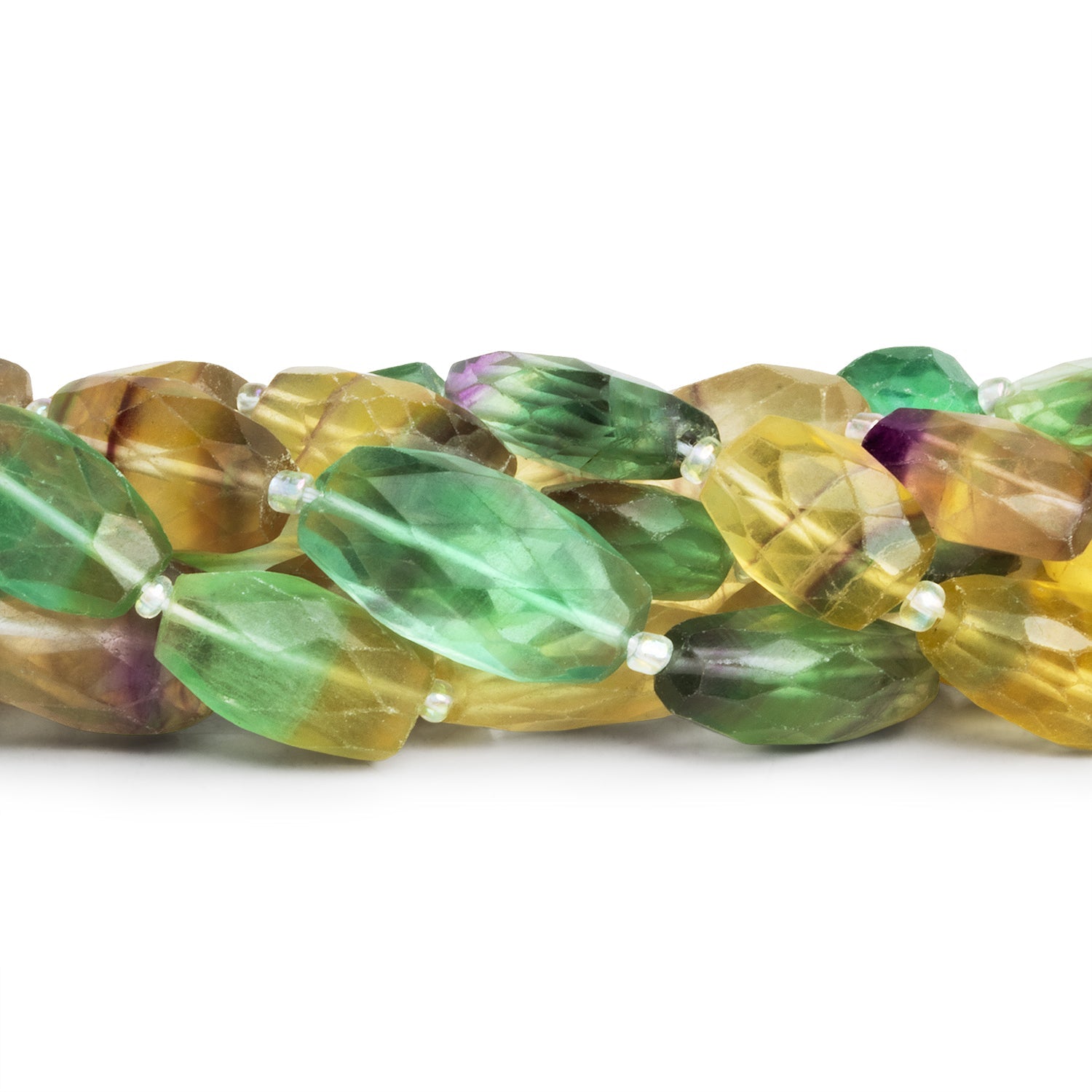 16x10mm Multicolor Fluorite Faceted Nuggets 20 inch 25 beads - The Bead Traders