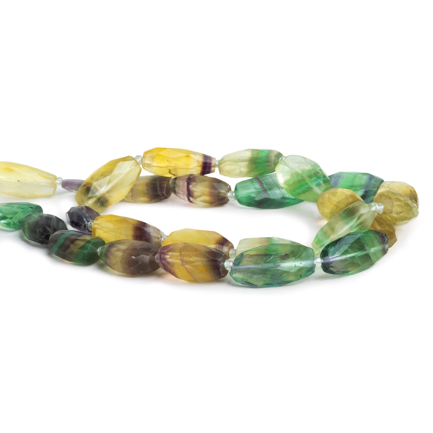 16x10mm Multicolor Fluorite Faceted Nuggets 20 inch 25 beads - The Bead Traders