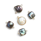 16x11mm Bezeled Pearl Pendants - Lot of 5 - The Bead Traders