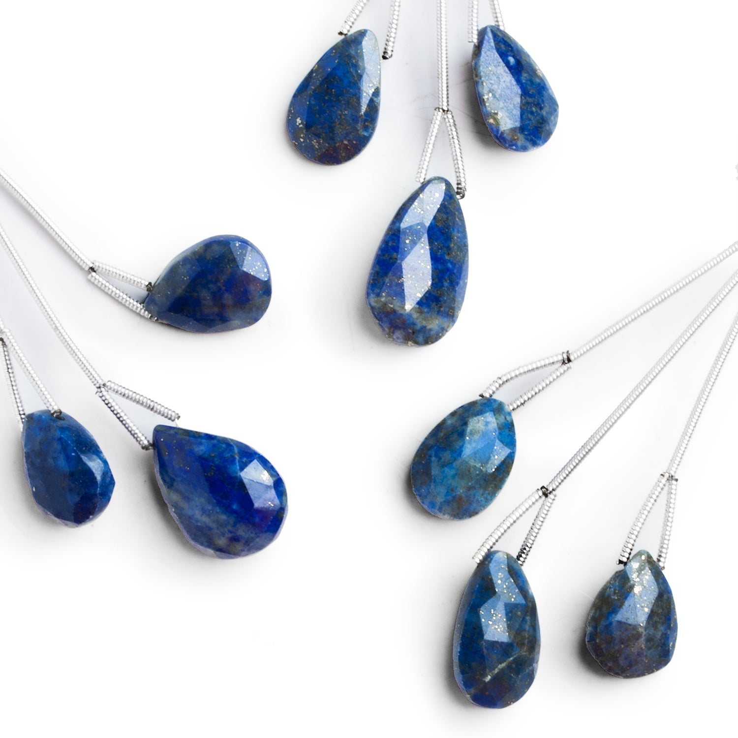16x11mm Lapis Lazuli Faceted Pear Focals 3 Beads - The Bead Traders