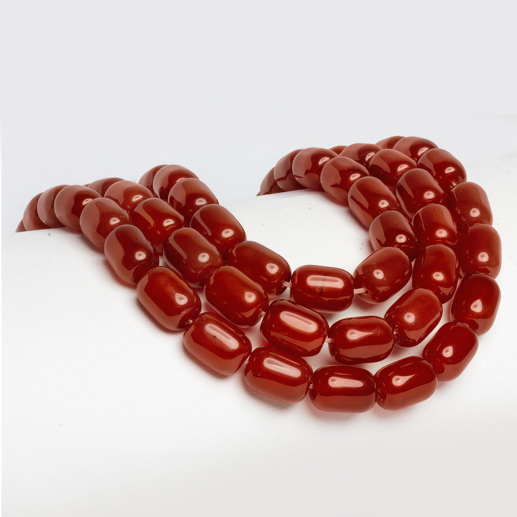 16x11mm Red Agate Barrel Tubes 15 inch 24 beads - The Bead Traders