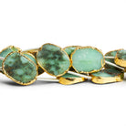 16x12mm Gold Leafed Chrysoprase Straight - Drilled Slices 11 inch 11 beads - The Bead Traders