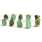 16x12mm Gold Leafed Chrysoprase Top - Drilled Slices 8 inch 11 beads - The Bead Traders