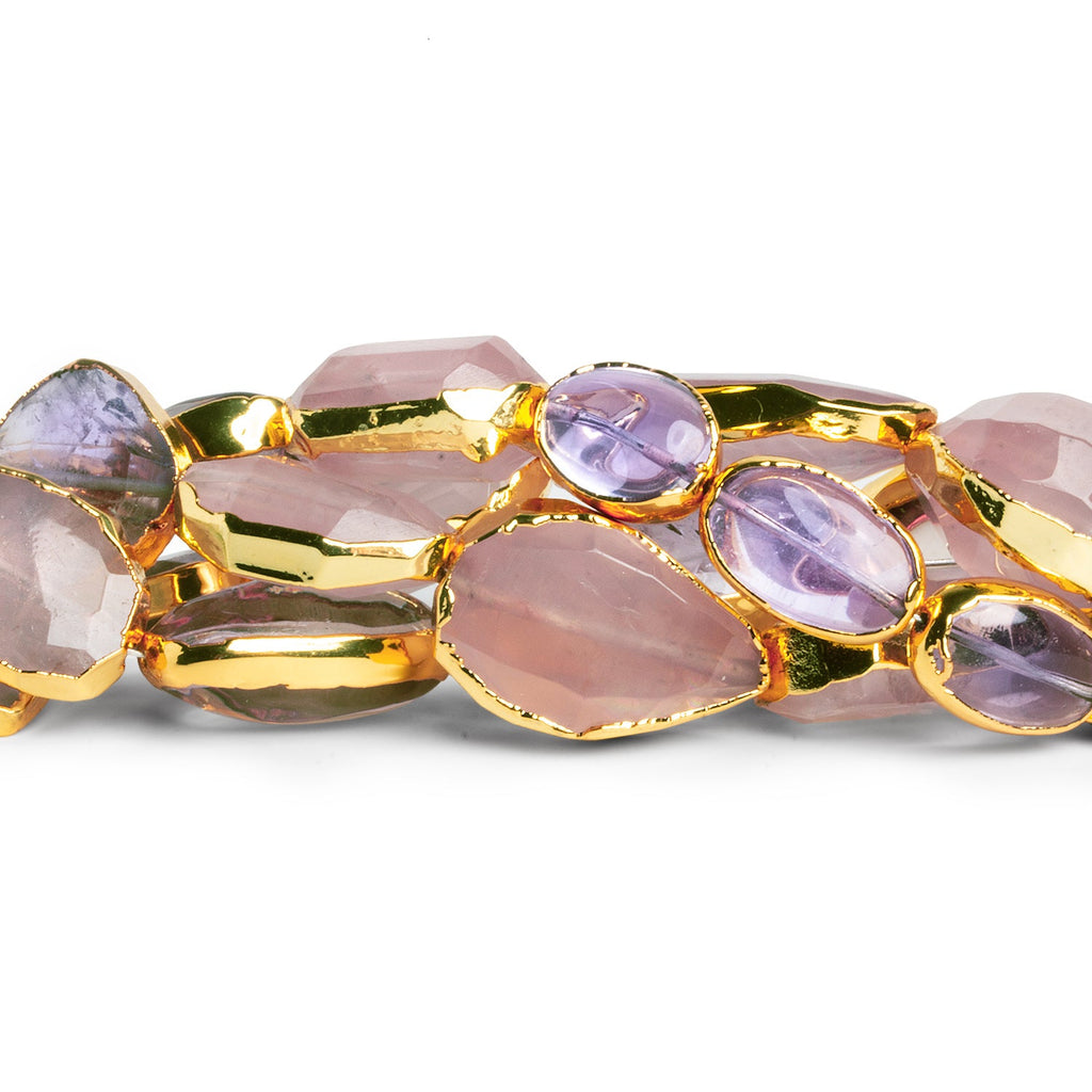 16x12mm Gold Leafed Multi Gemstone Beads 5 inch 11 beads - The Bead Traders