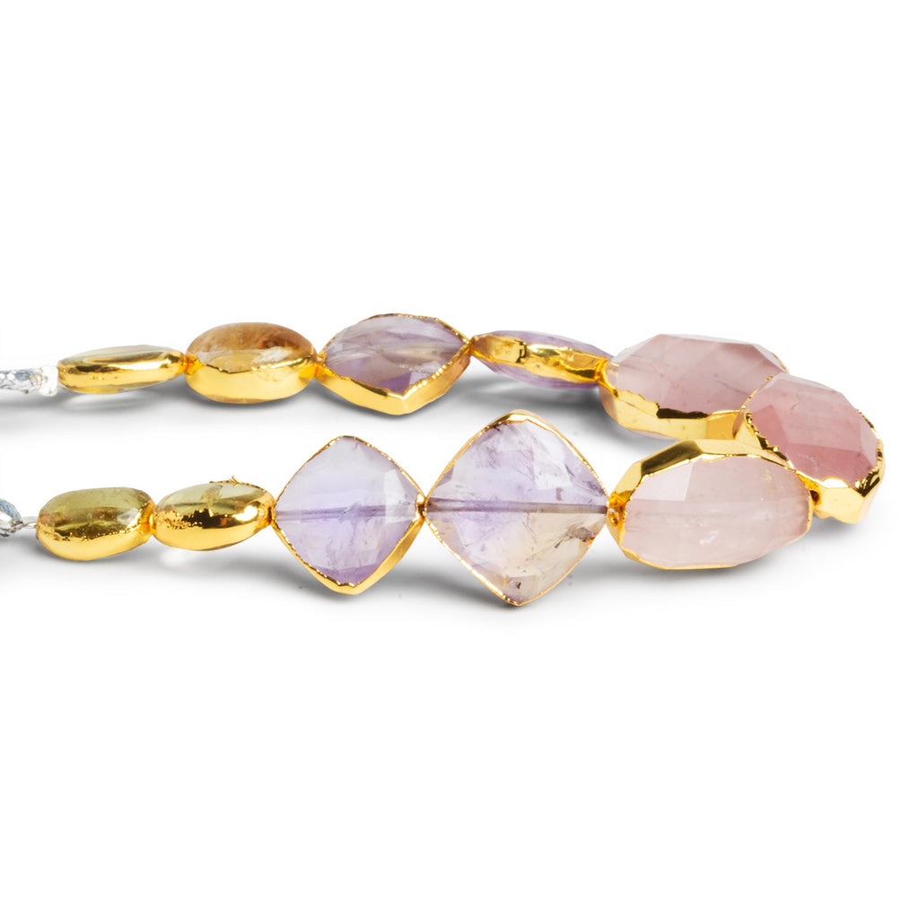 16x12mm Gold Leafed Multi Gemstone Beads 5 inch 11 beads - The Bead Traders