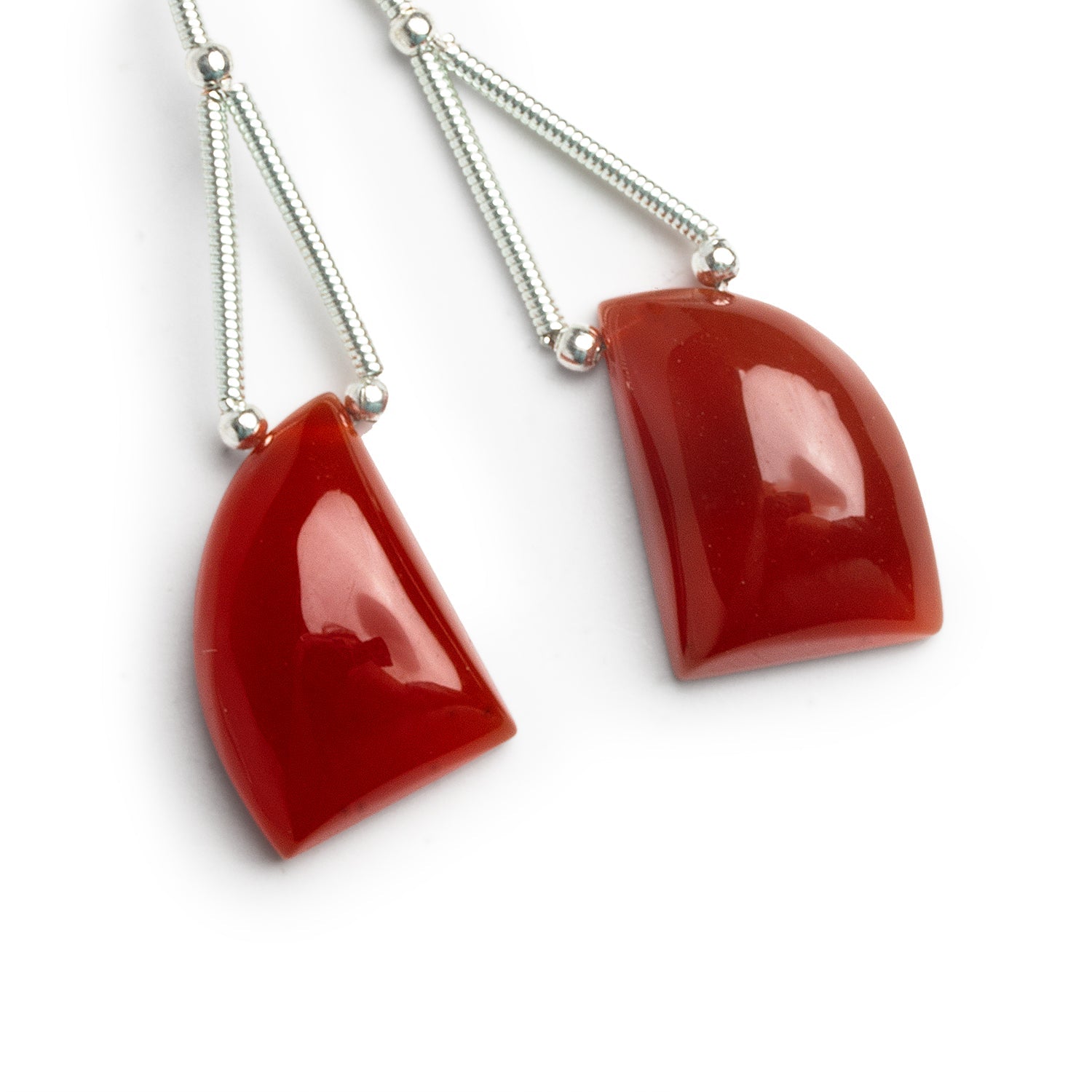 16x12mm Red Chalcedony Fan Focals Set of 2 Beads - The Bead Traders