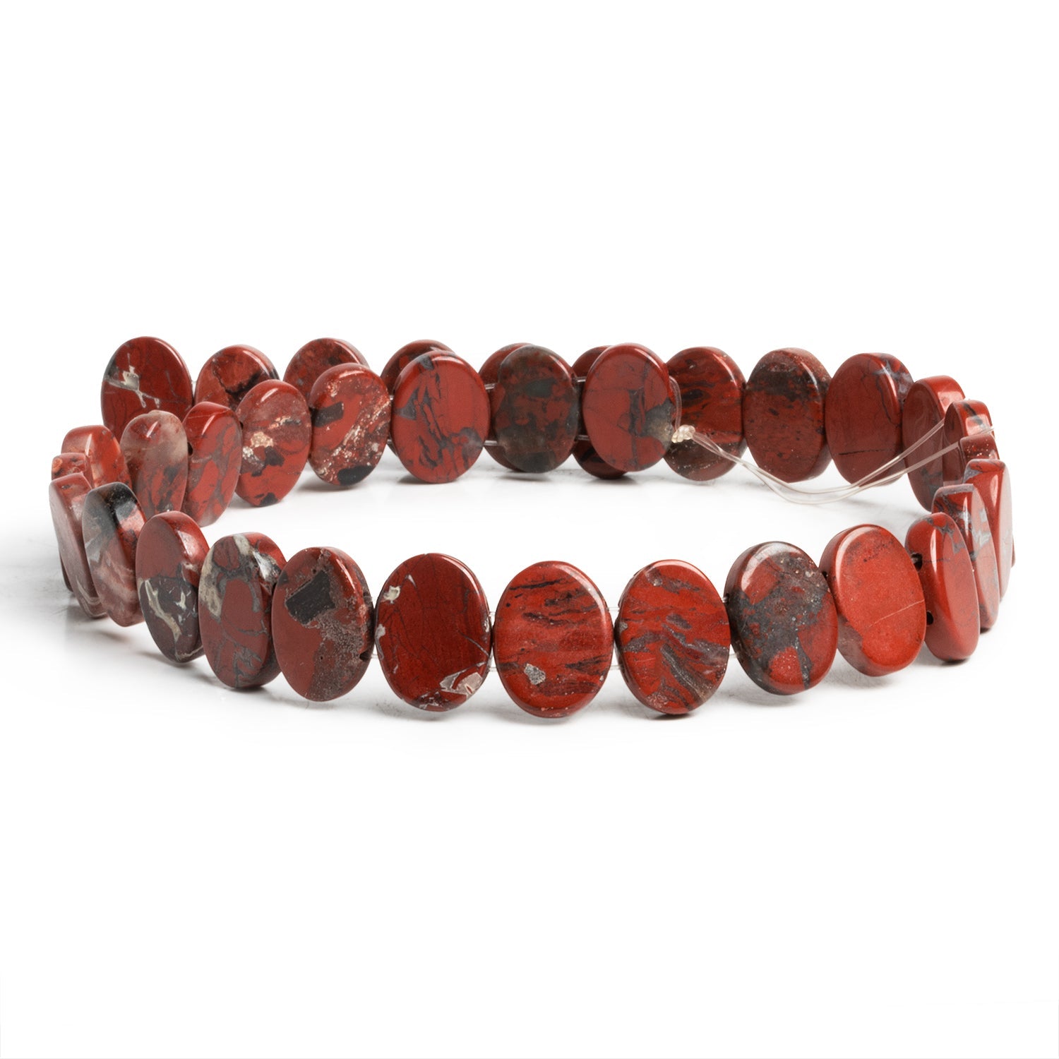 16x12mm Red Jasper Double - Drilled Ovals 16 inch 33 beads - The Bead Traders