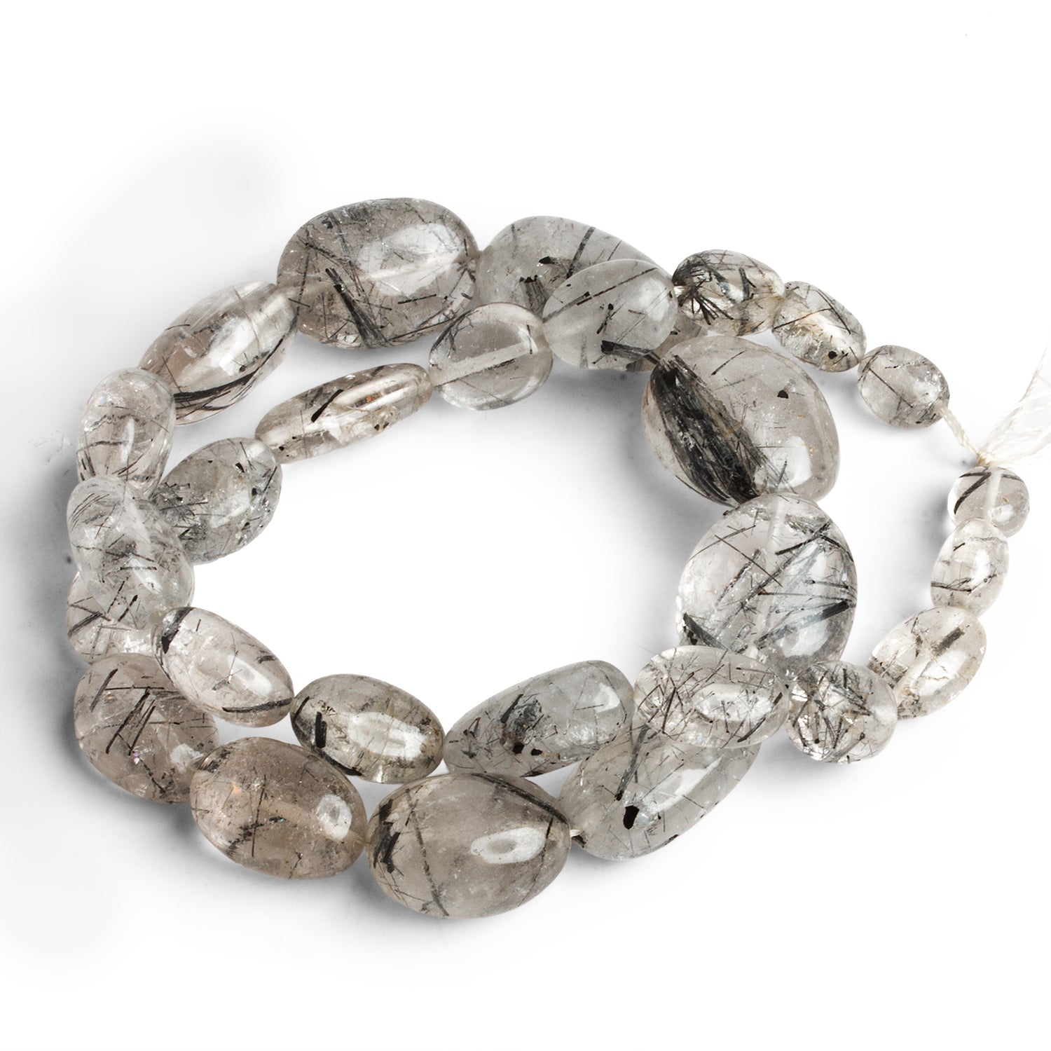 16x12mm Tourmalinated Quartz Plain Nuggets 16 inch 25 beads - The Bead Traders