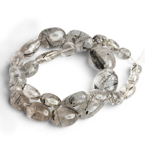 16x12mm Tourmalinated Quartz Plain Nuggets 16 inch 25 beads