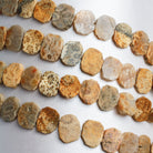 16x13mm Fossil Jasper Center Drilled Slices 8 inch 16 beads - The Bead Traders