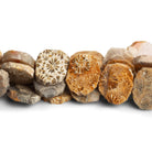 16x13mm Fossil Jasper Center Drilled Slices 8 inch 16 beads - The Bead Traders