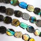 16x13mm Labradorite Straight Drilled Slices 8 inch 14 beads - The Bead Traders