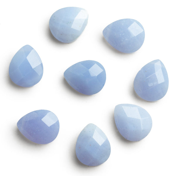 16x13mm Natural Chalcedony Faceted Pear Focal 1 Bead