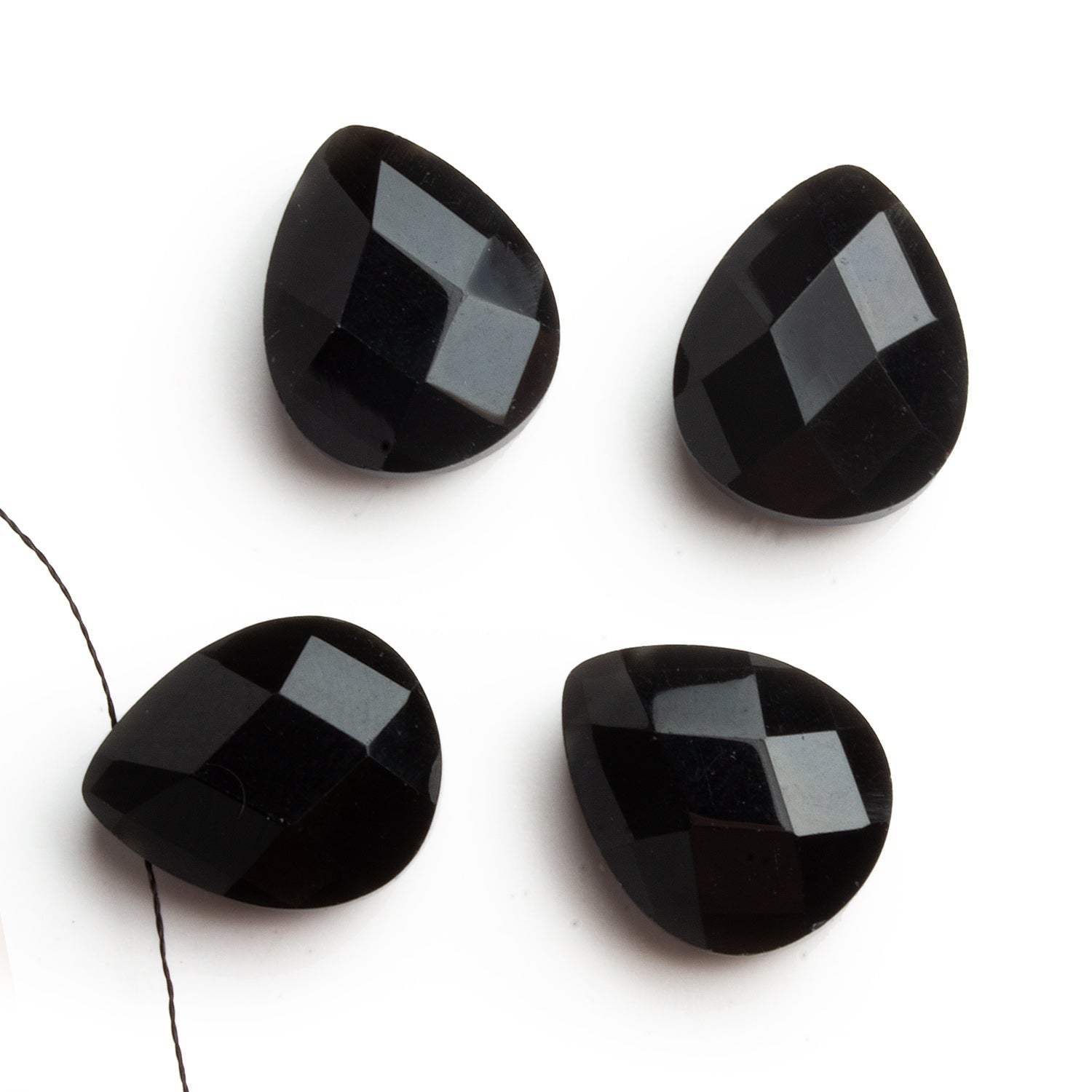 16x13mm Obsidian Calibrated Faceted Pears Set of 4 Beads - The Bead Traders