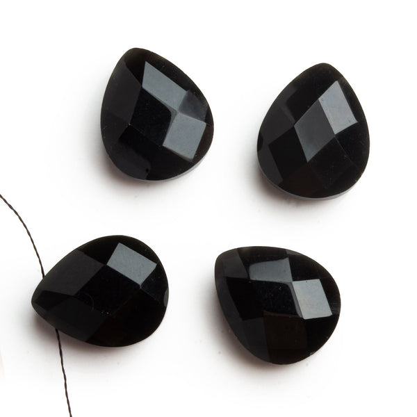 16x13mm Obsidian Calibrated Faceted Pears Set of 4 Beads