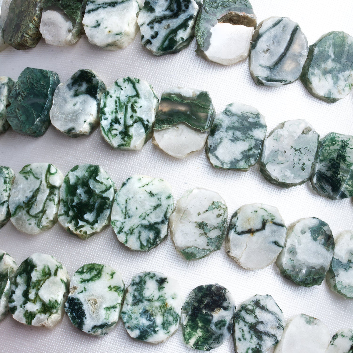 16x13mm Tree Agate Center Drilled Slices 8 inch 16 beads - The Bead Traders