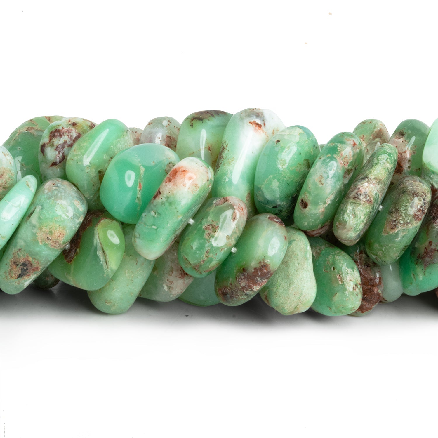 16x14mm Chrysoprase Plain Chips 8 inch 32 beads - The Bead Traders