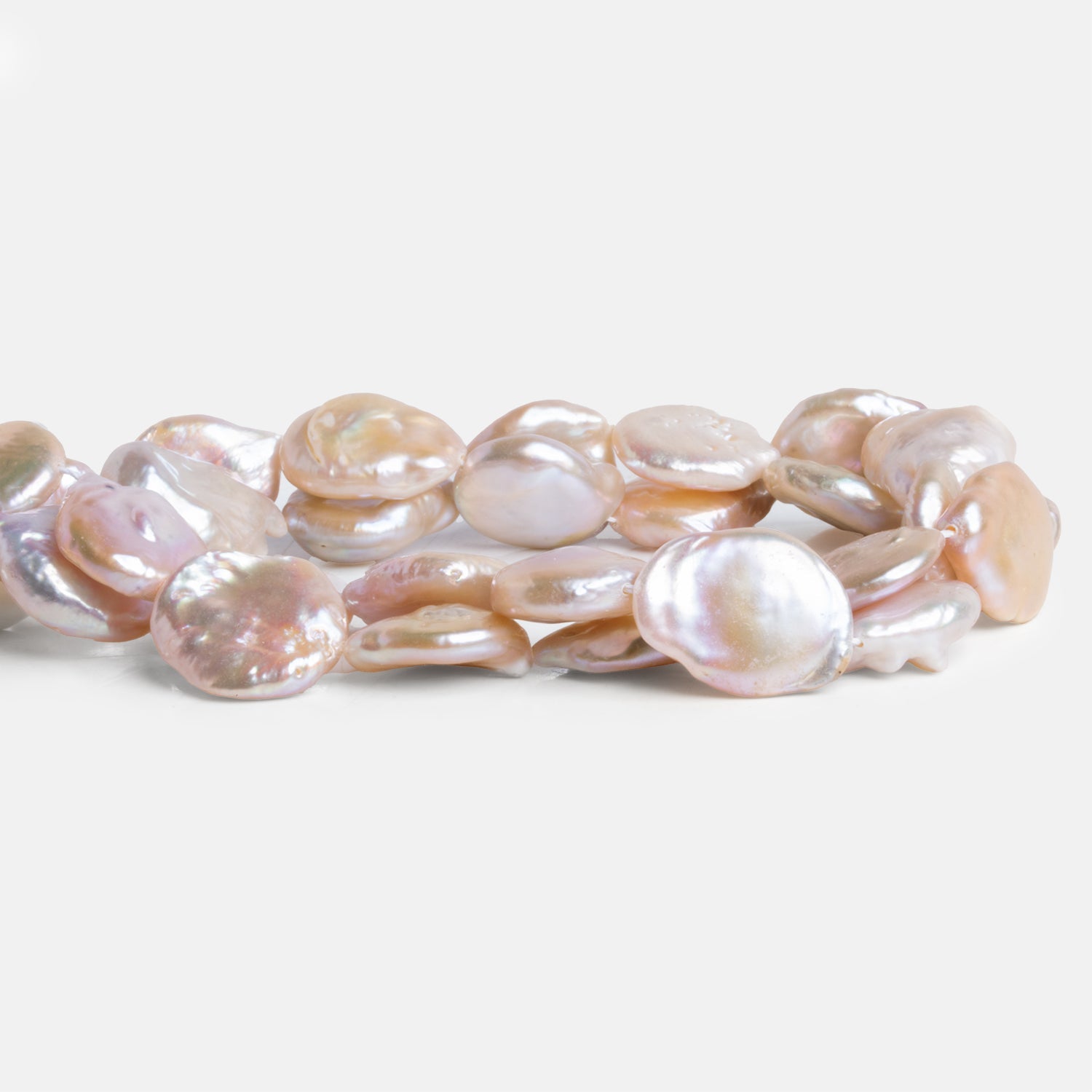 16x14mm Peach Coin Pearls 15 inch 20 beads - The Bead Traders