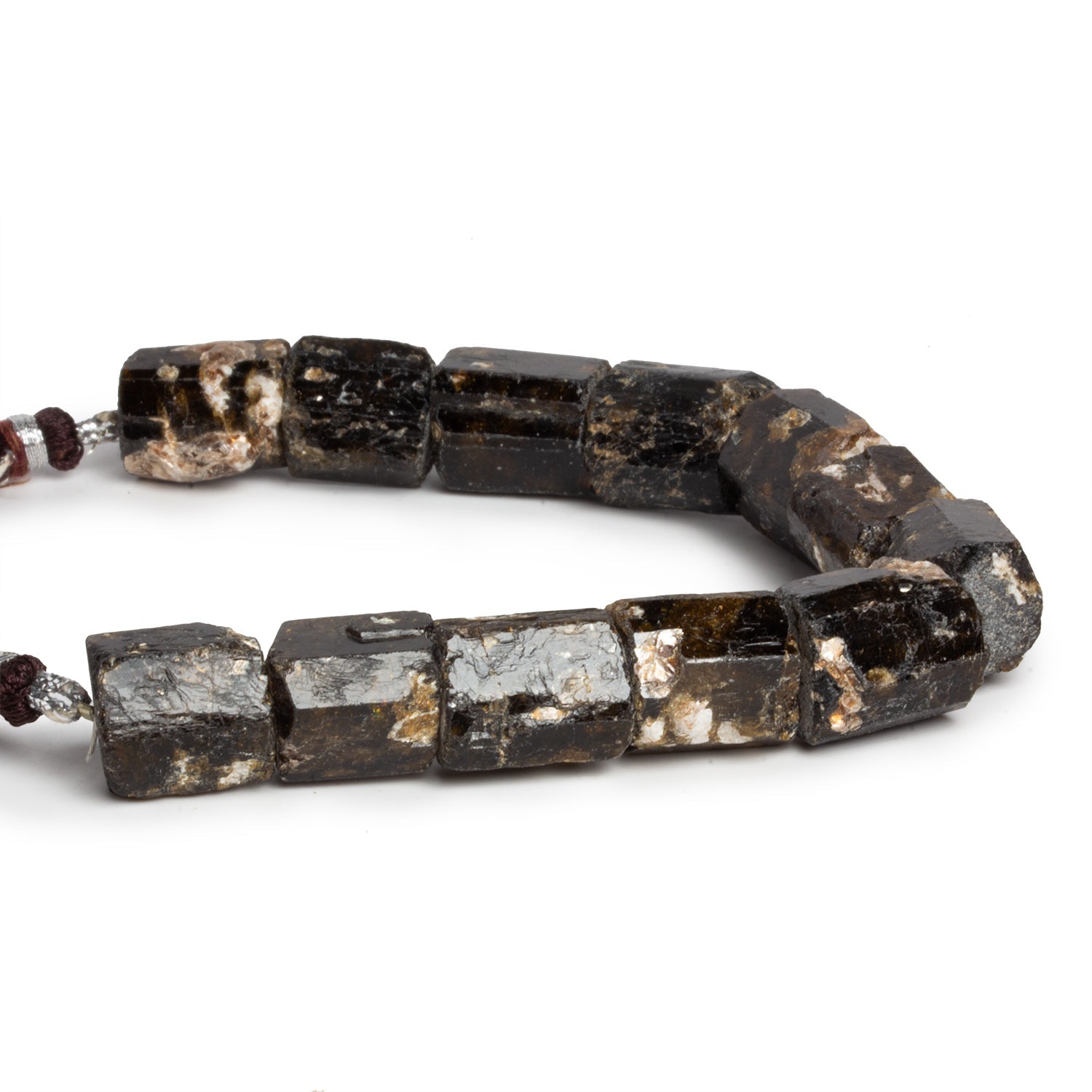 16x15mm Chocolate Tourmaline Natural Crystals 7.5 inch 12 beads - The Bead Traders
