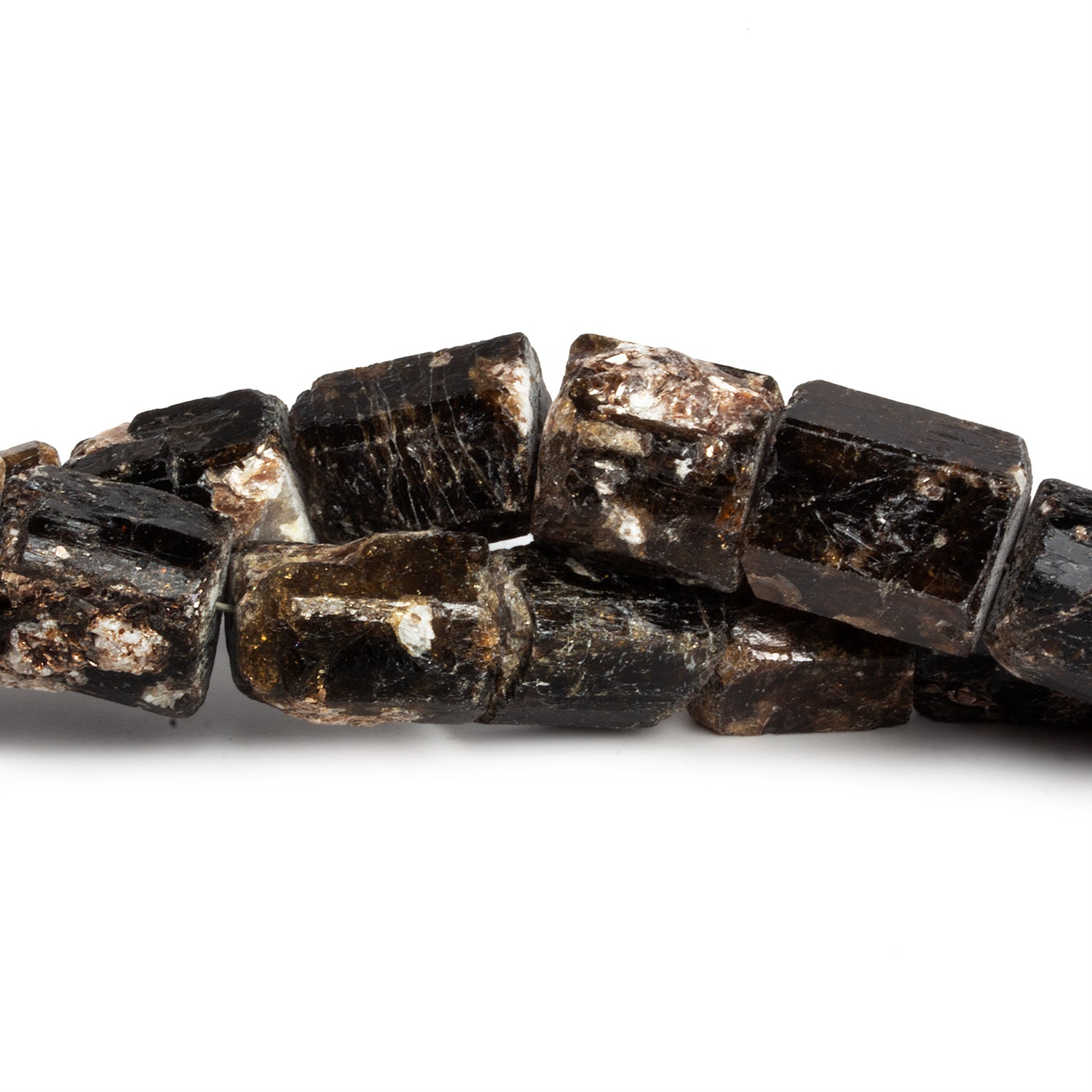 16x15mm Chocolate Tourmaline Natural Crystals 7.5 inch 12 beads - The Bead Traders