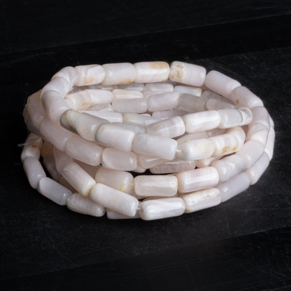 16x6mm Pink Mangano Calcite plain Tubes 15 inches 32 beads