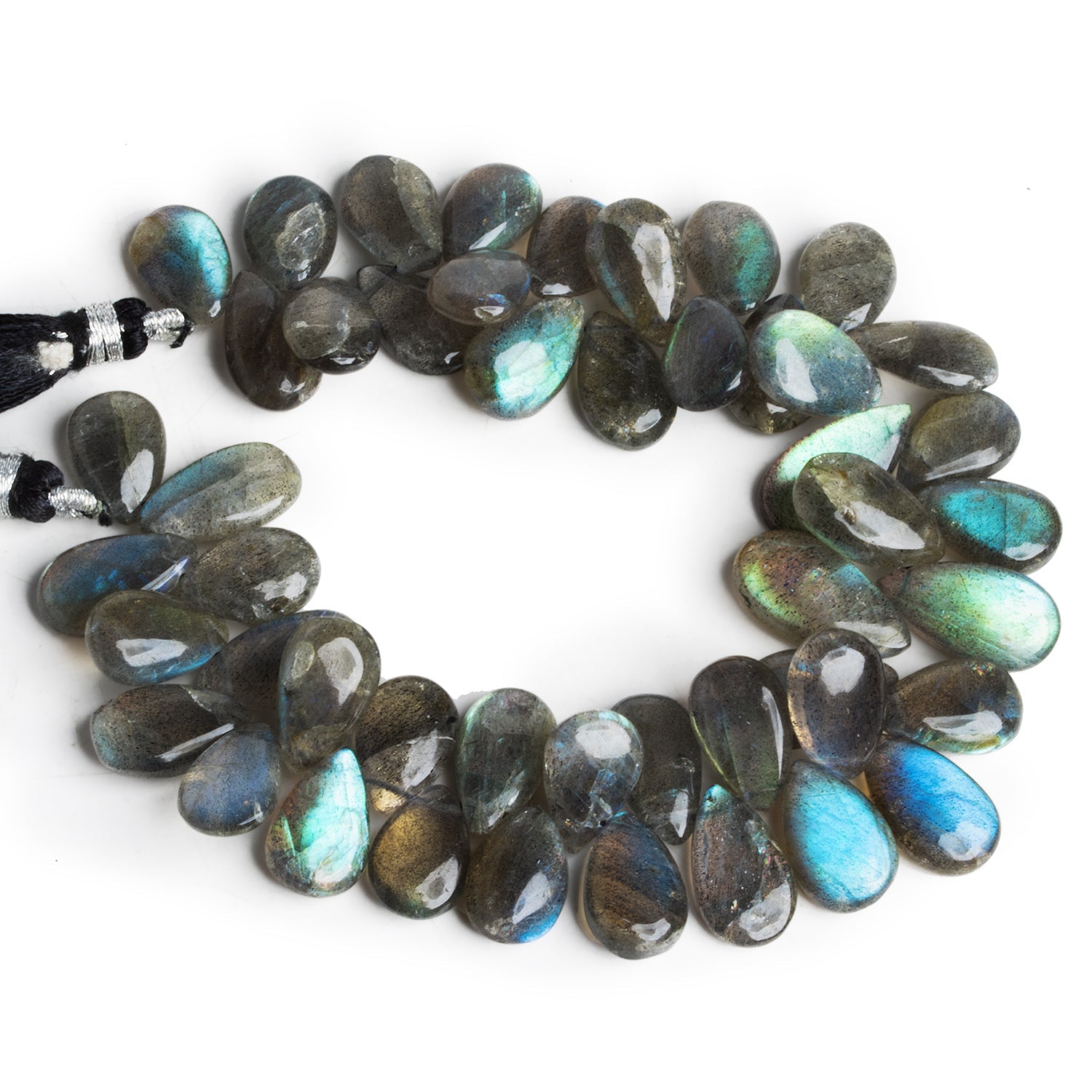 16x7mm Labradorite Plain Pears 8 inch 45 beads - The Bead Traders