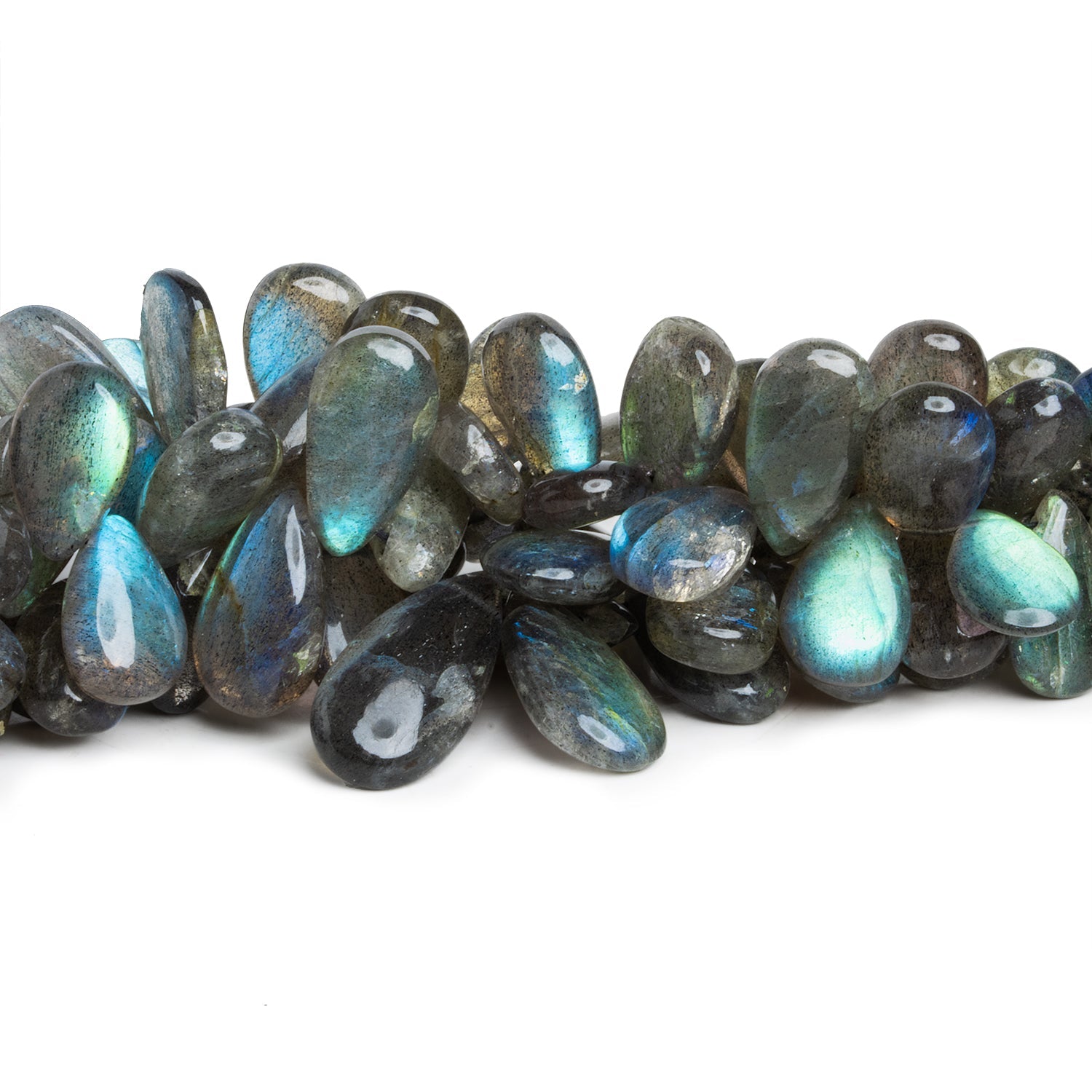 16x7mm Labradorite Plain Pears 8 inch 45 beads - The Bead Traders