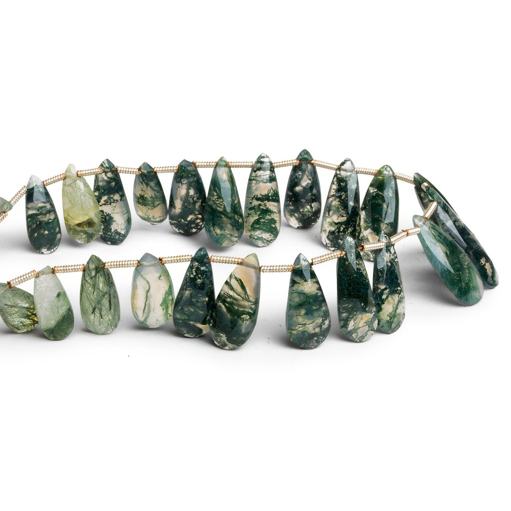 16x7mm Moss Agate Faceted Pears 8 inch 25 beads - The Bead Traders