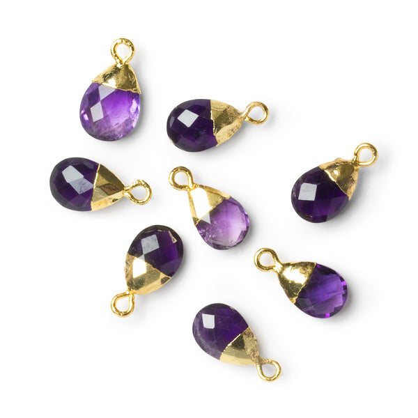 16x8mm Gold Leafed Amethyst Pear Pendant 1 Bead