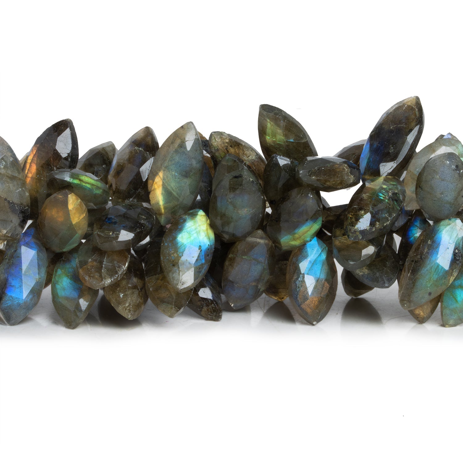 16x8mm Labradorite Faceted Marquises 8 inch 40 beads - The Bead Traders