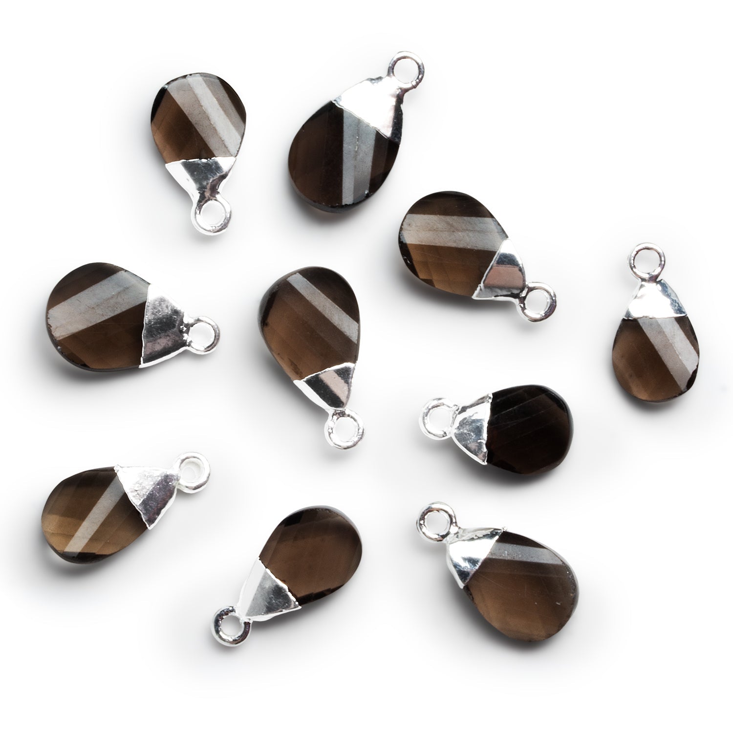 16x8mm Silver Leafed Smoky Quartz Twist Pendant 1 Bead - The Bead Traders