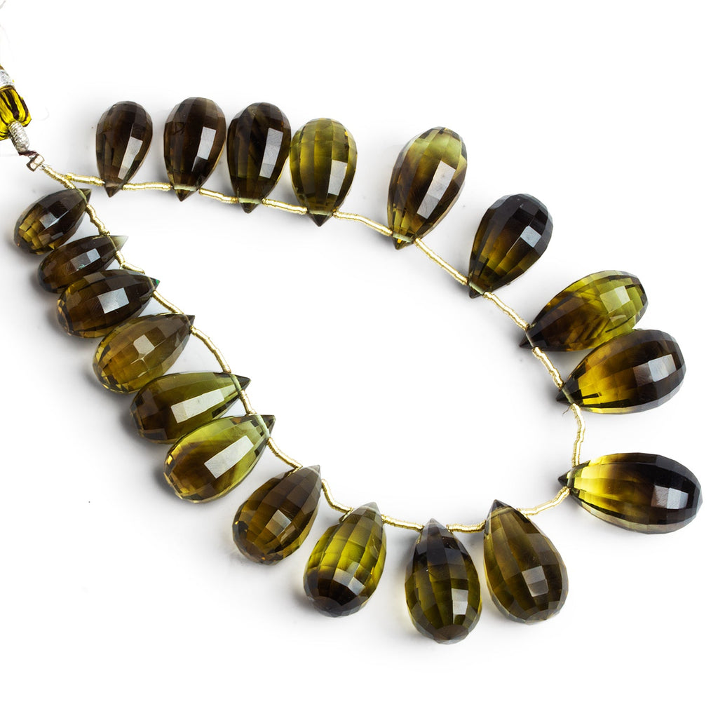 16x9mm Bicolor Quartz Faceted Teardrops 8 inch 19 beads - The Bead Traders