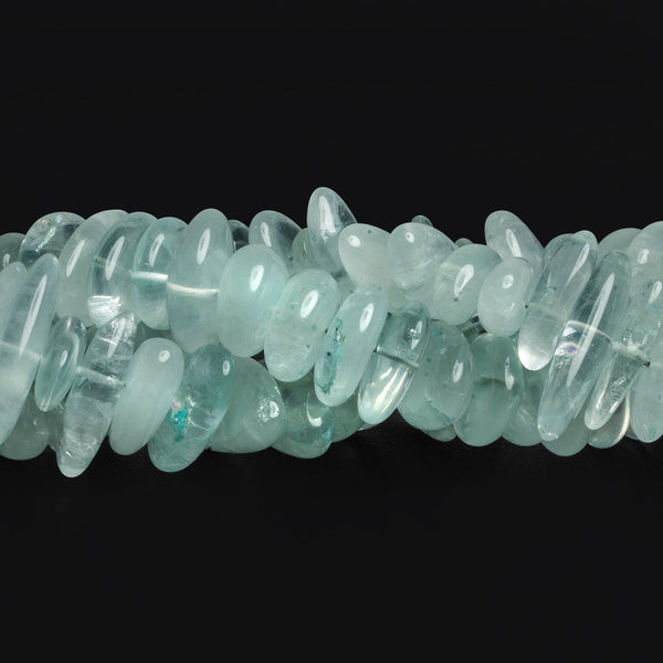 16x9mm Milky Aquamarine Long Chips 7.5 inch 40 beads