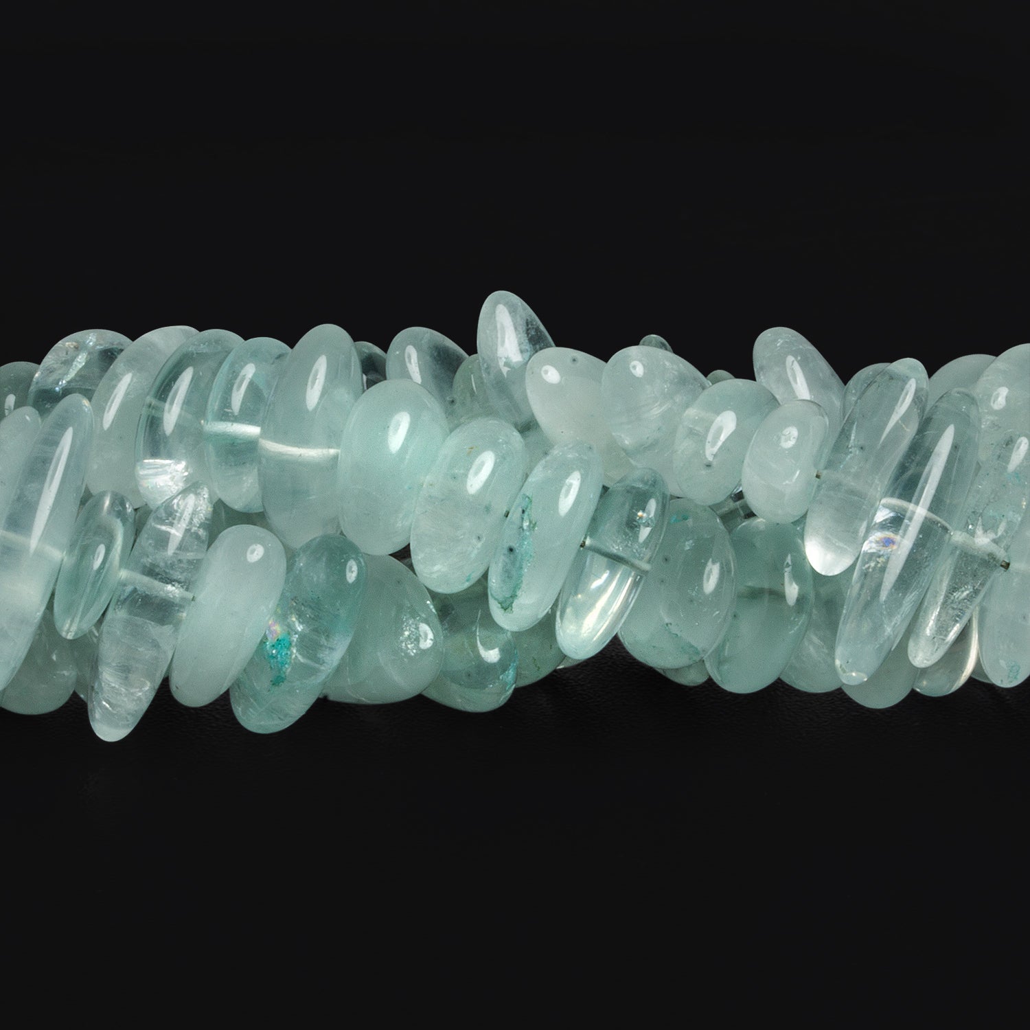 16x9mm Milky Aquamarine Long Chips 7.5 inch 40 beads - The Bead Traders