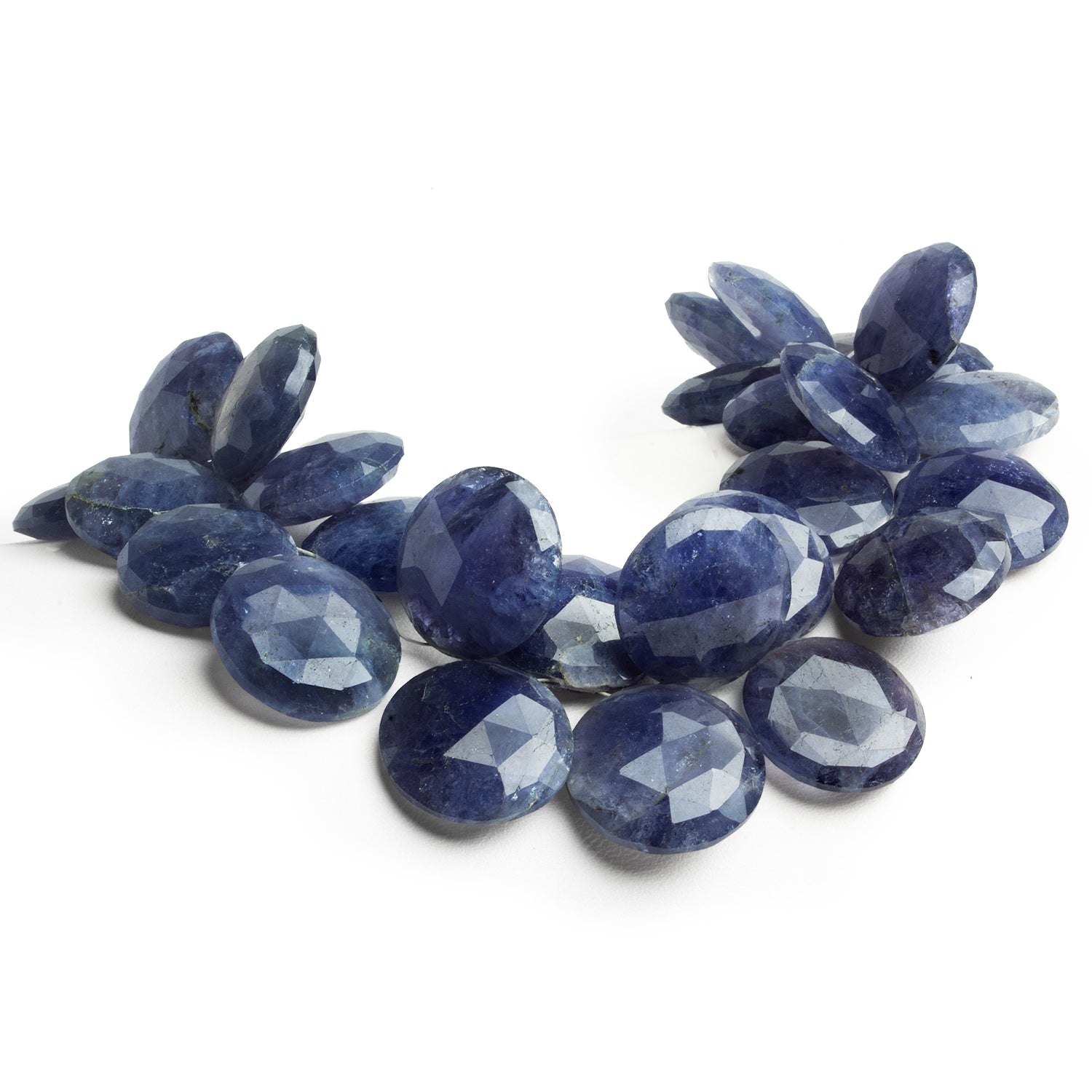 17 - 19mm Iolite Faceted Coins 8 inch 30 beads - The Bead Traders