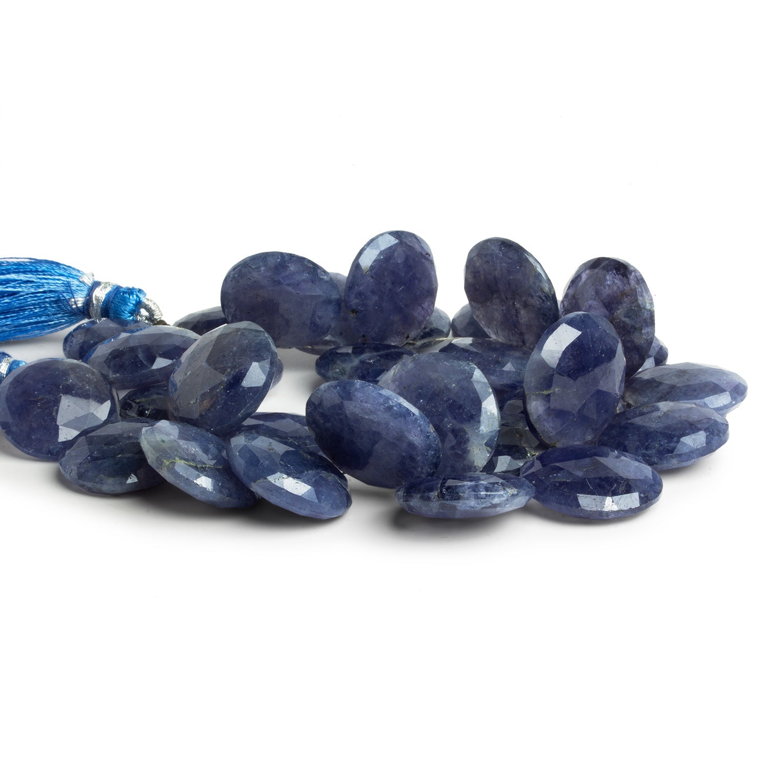 17 - 19mm Iolite Faceted Coins 8 inch 30 beads - The Bead Traders