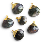 17-23mm Gold Leafed Iolite Faceted Heart Pendant 1 Bead - The Bead Traders