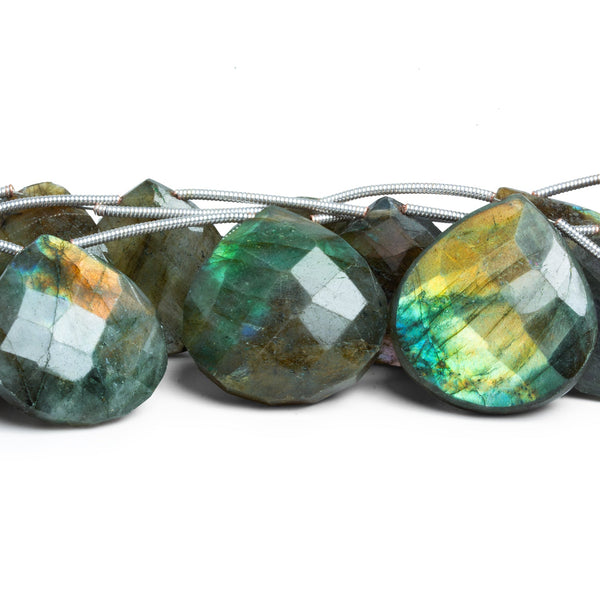 17-23mm Labradorite Faceted Hearts 7 inch 7 beads