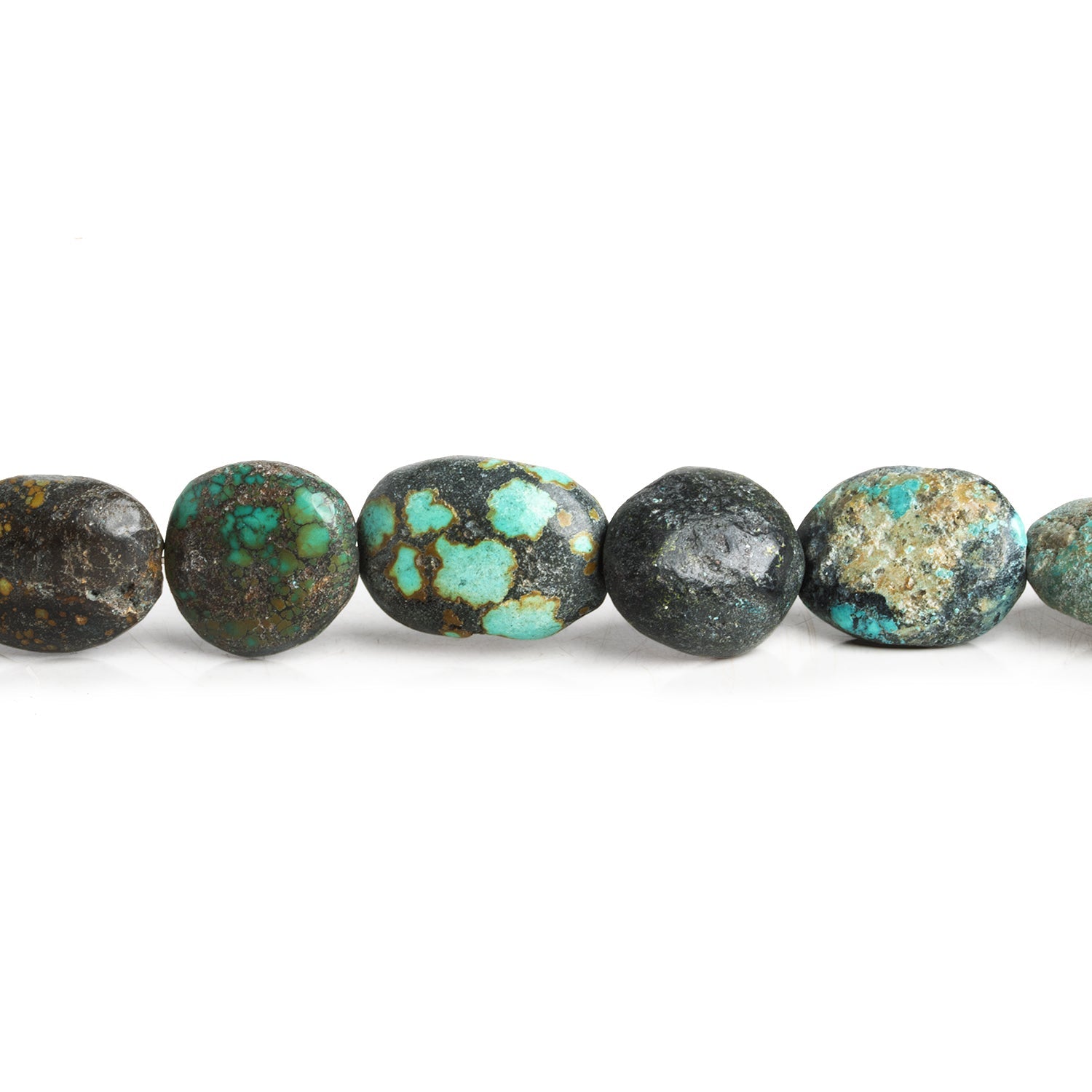 17 - 23mm Turquoise Plain Nuggets 15 inch 17 beads - The Bead Traders
