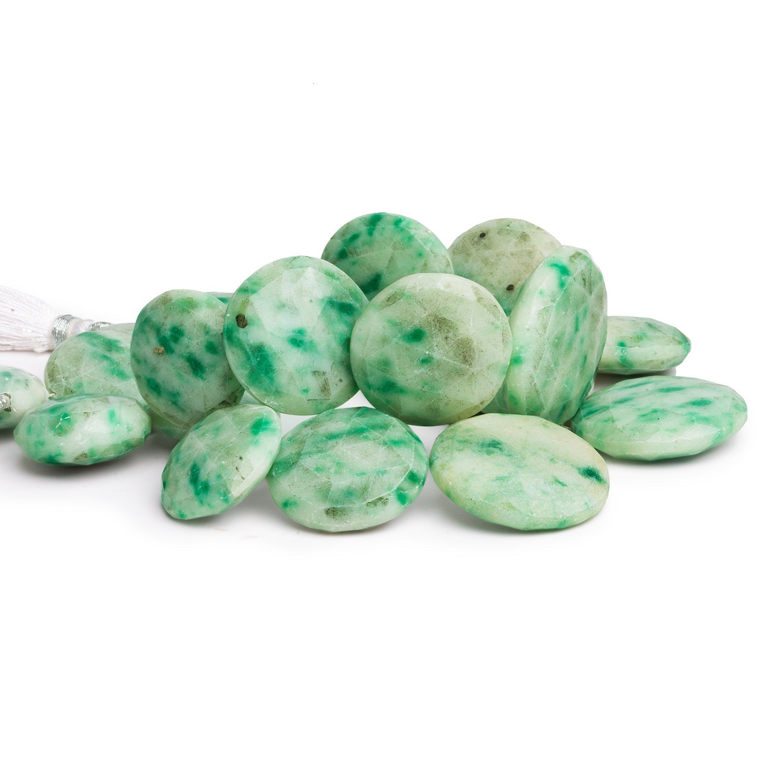 17 - 25mm Tree Agate Faceted Coins 8 inch 20 beads - The Bead Traders