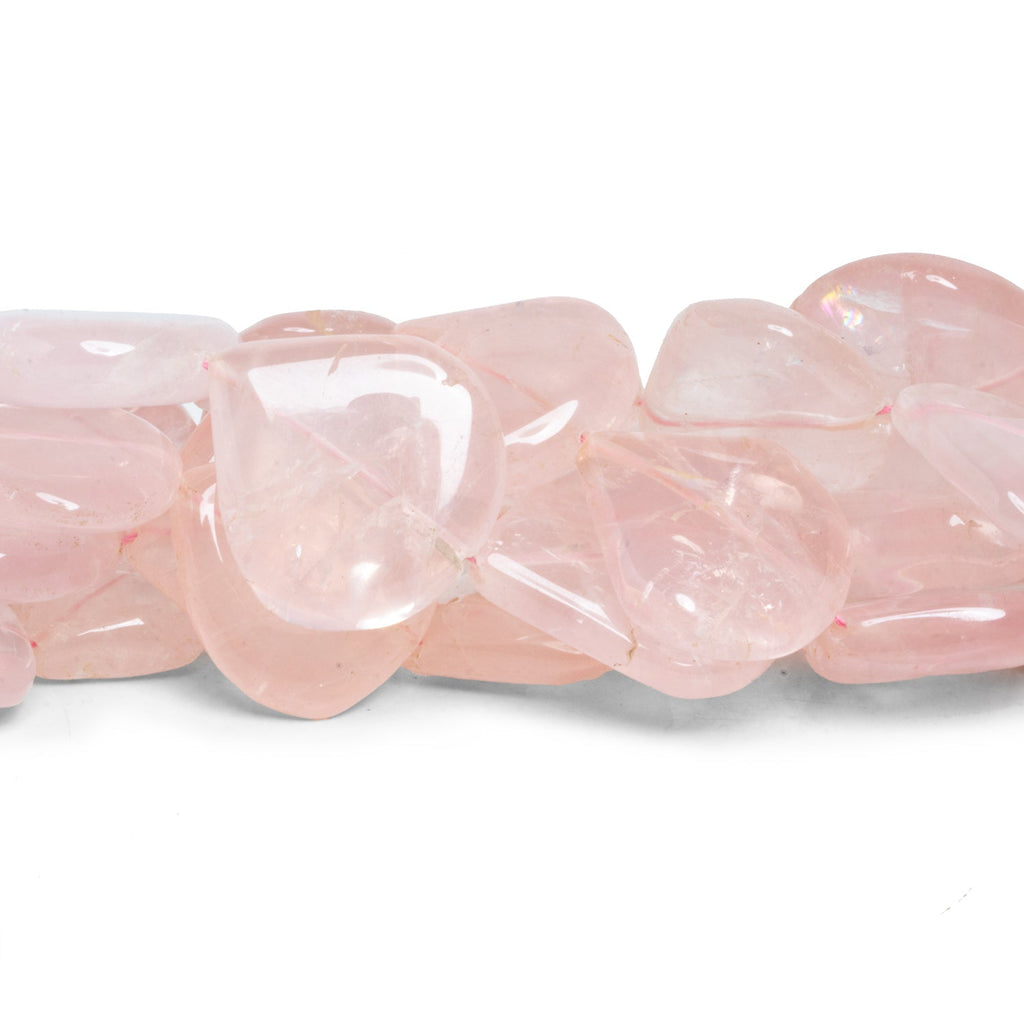 17-31mm Rose Quartz Plain Hearts 12 inch 15 beads - The Bead Traders