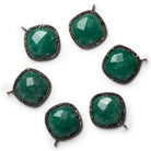 17mm Black Gold Bezeled Aventurine Pillow Spinel Pavé Halo Pendant 1 Bead - The Bead Traders