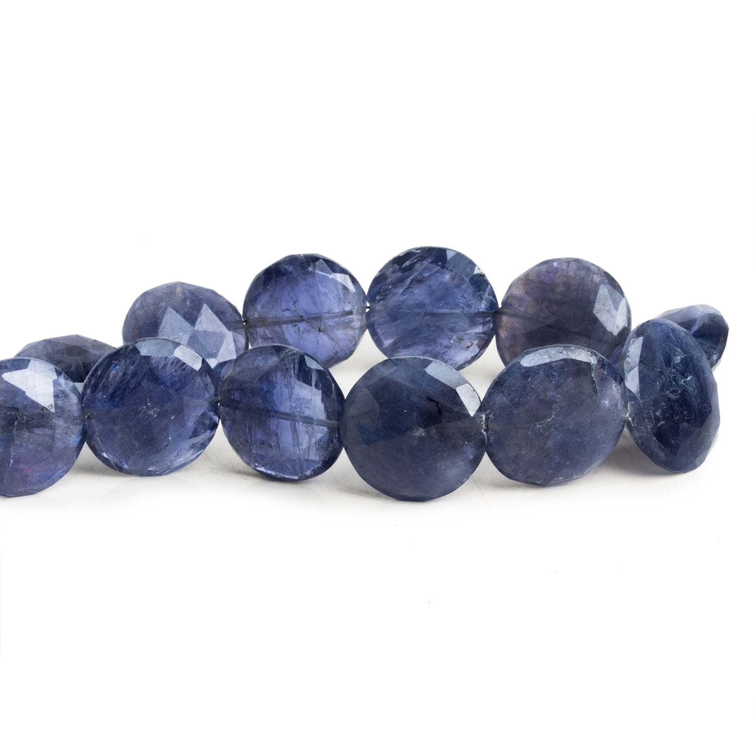 17mm Iolite Faceted Coins 8 inch 11 beads - The Bead Traders